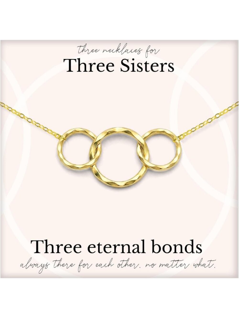 Sister Gift Necklace - 14k Gold Plated Interlocking Rings Jewelry for Big